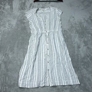 briggs womens linen dress Briggs New York | Dresses | Briggs Womens Sleeveless Blue Linen Tiered Ruffle Dress Sz L